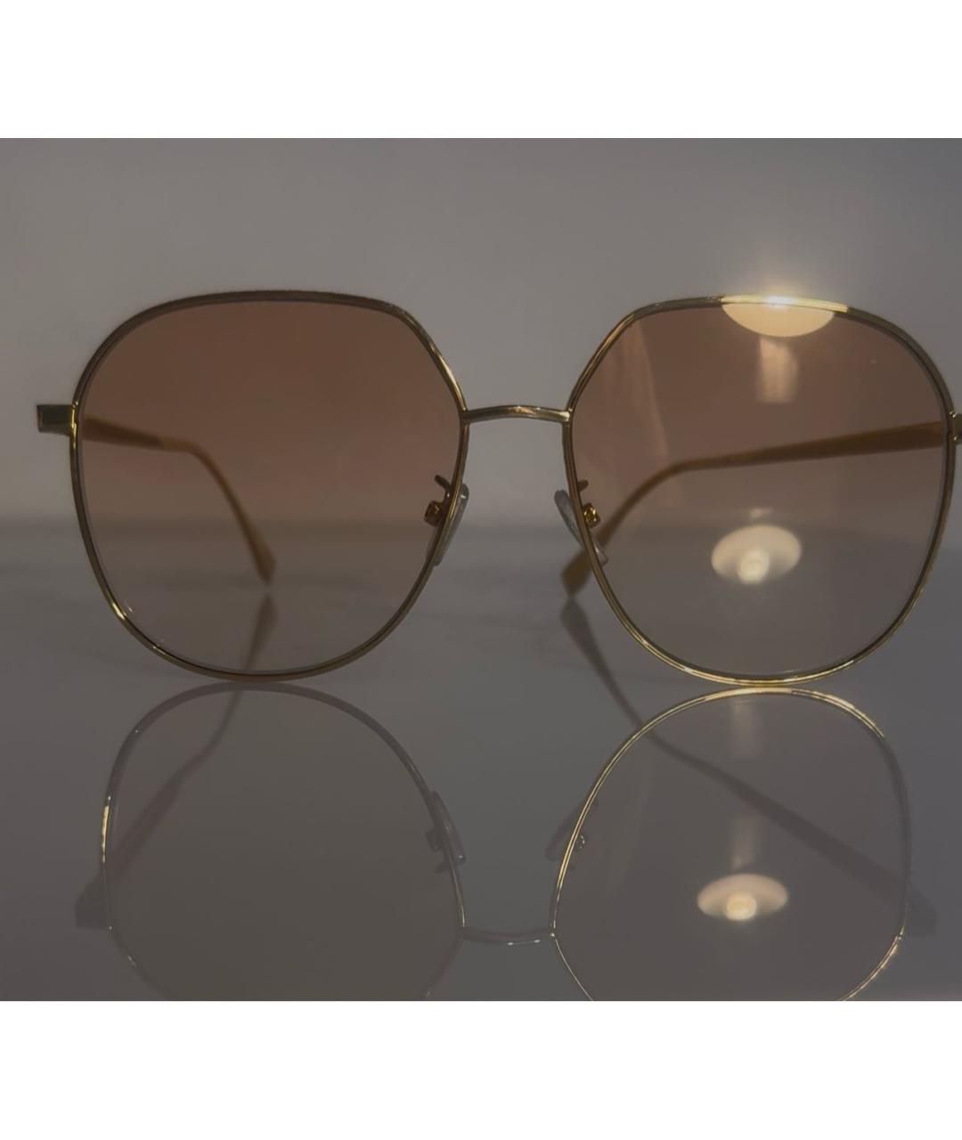 FENDI Золотые металлические солнцезащитные очки, фото 3
