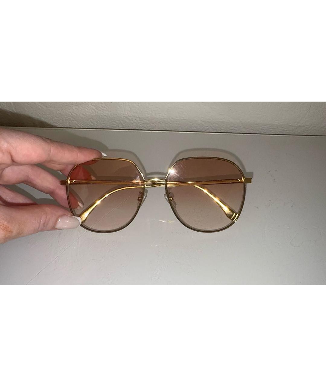 FENDI Золотые металлические солнцезащитные очки, фото 6