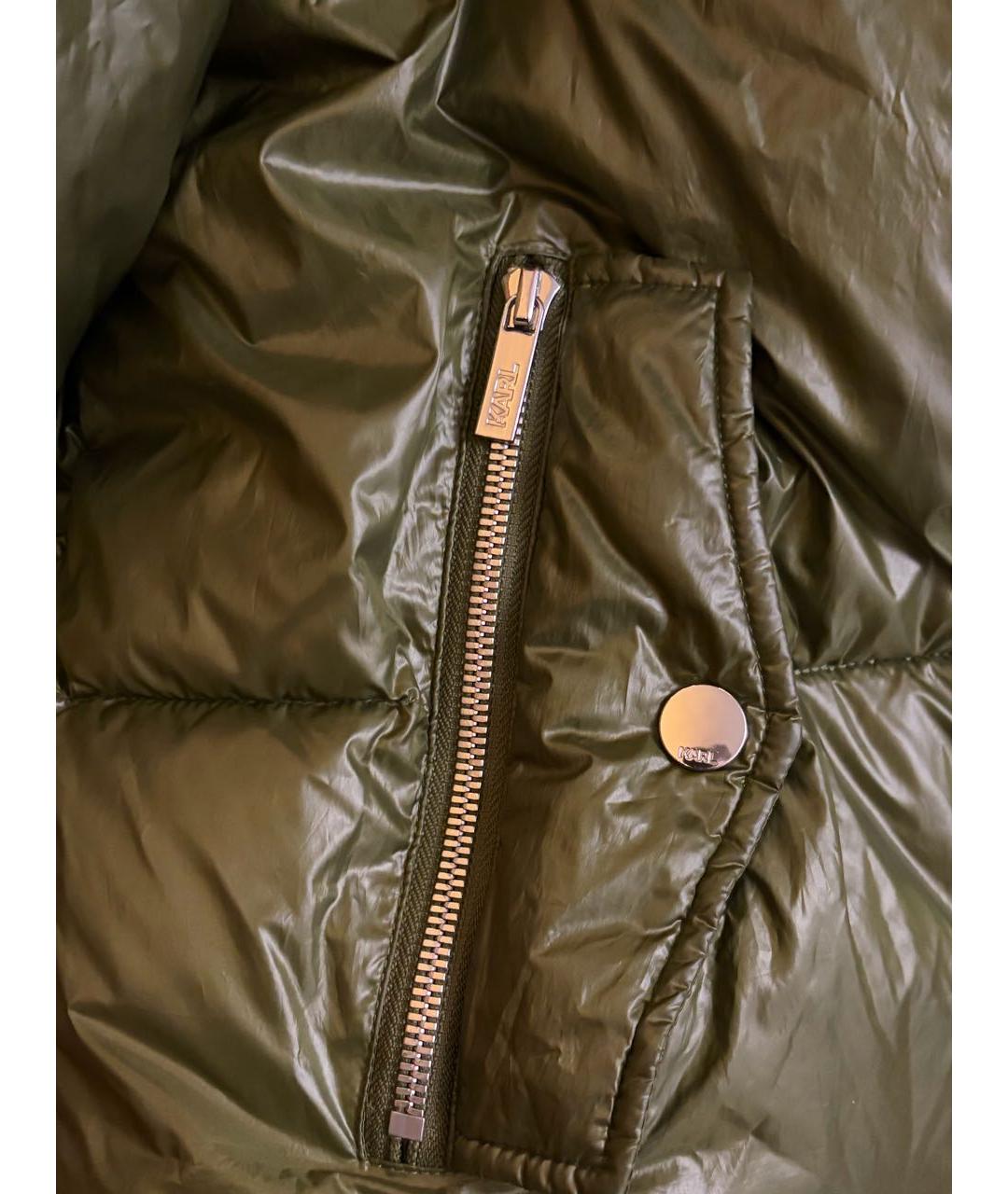 KARL LAGERFELD Зеленый полиэстеровый пуховик, фото 3