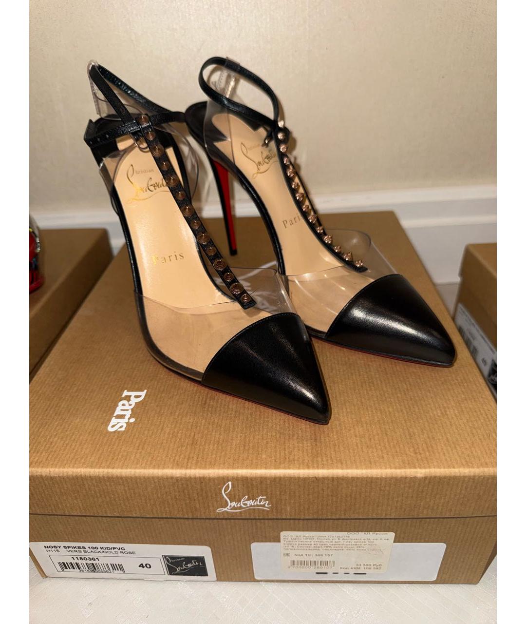 CHRISTIAN LOUBOUTIN Черные кожаные туфли, фото 2