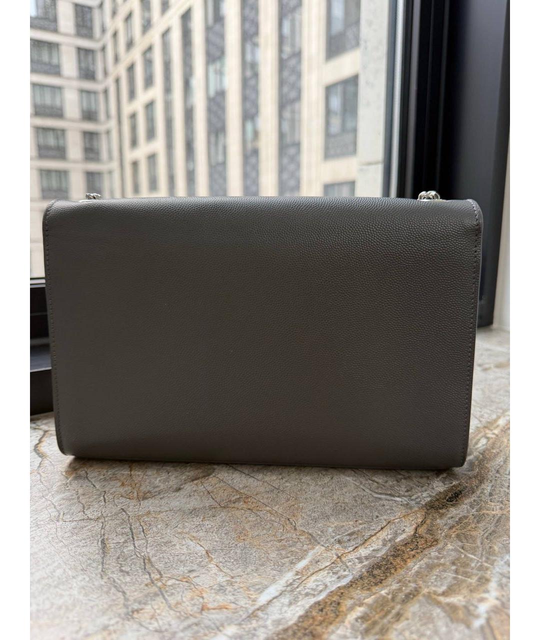 SAINT LAURENT Серая кожаная сумка через плечо, фото 3