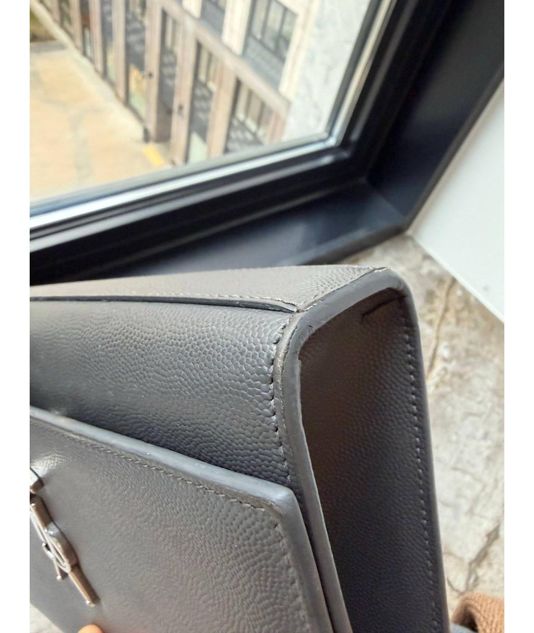 SAINT LAURENT Серая кожаная сумка через плечо, фото 8