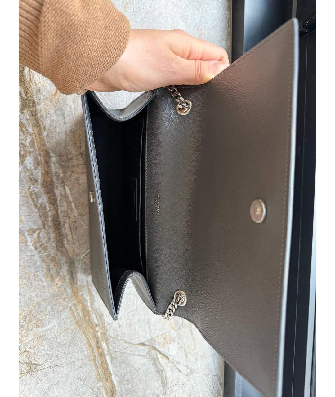 SAINT LAURENT Серая кожаная сумка через плечо, фото 4