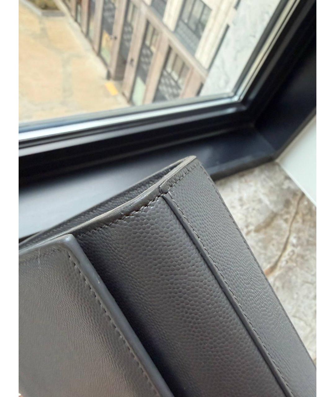 SAINT LAURENT Серая кожаная сумка через плечо, фото 7