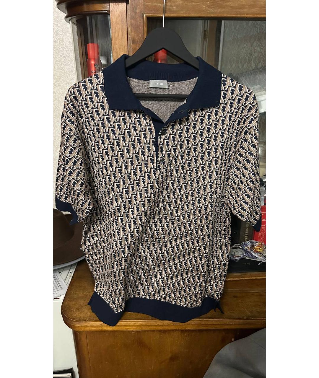 CHRISTIAN DIOR Темно-синее поло с коротким рукавом, фото 3