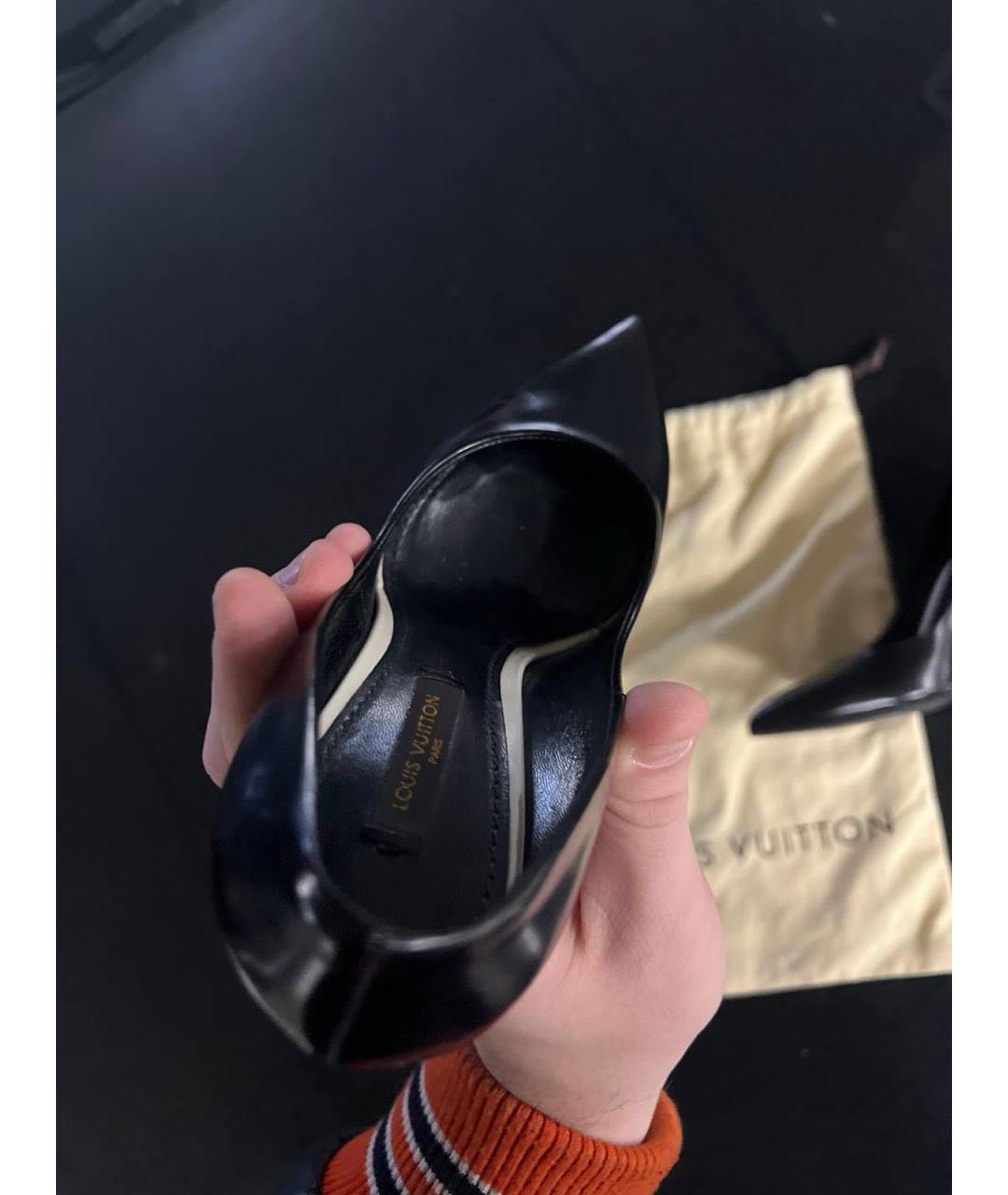 LOUIS VUITTON Черные кожаные лодочки на низком каблуке, фото 5