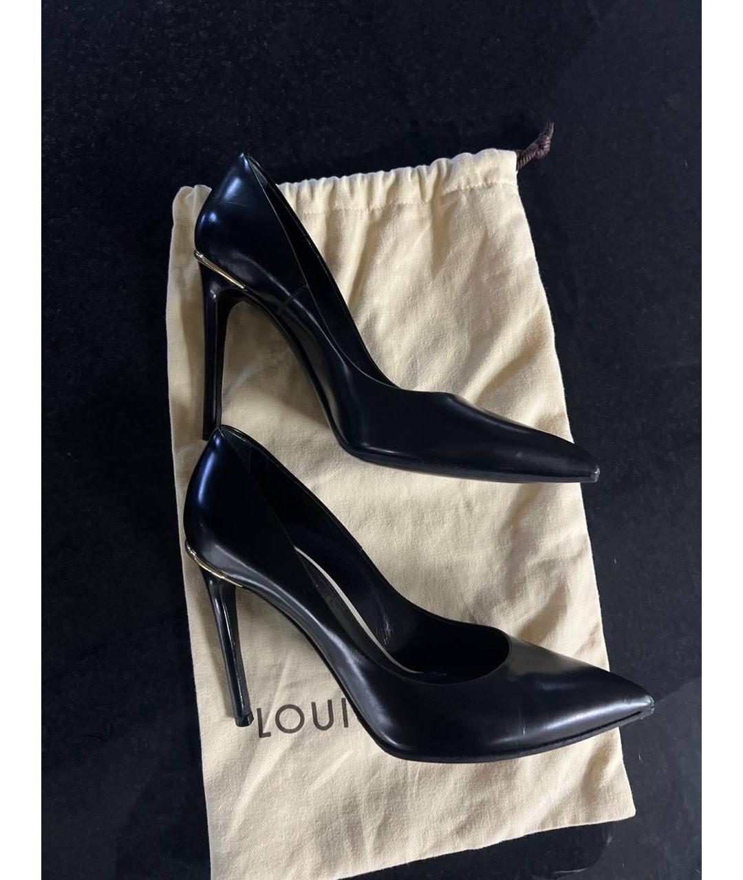 LOUIS VUITTON Черные кожаные лодочки на низком каблуке, фото 7