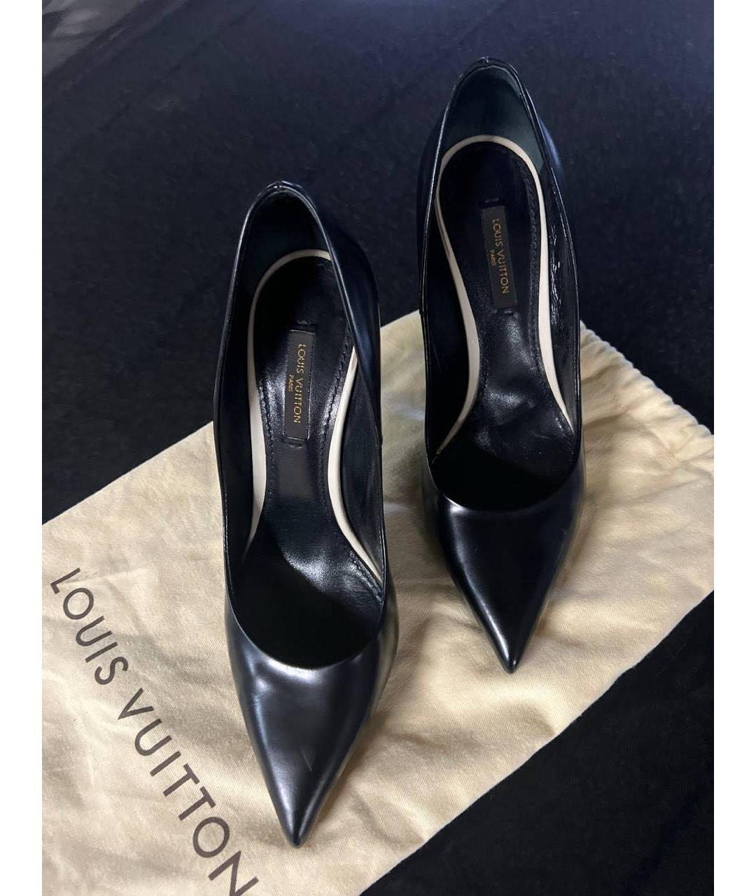 LOUIS VUITTON Черные кожаные лодочки на низком каблуке, фото 2