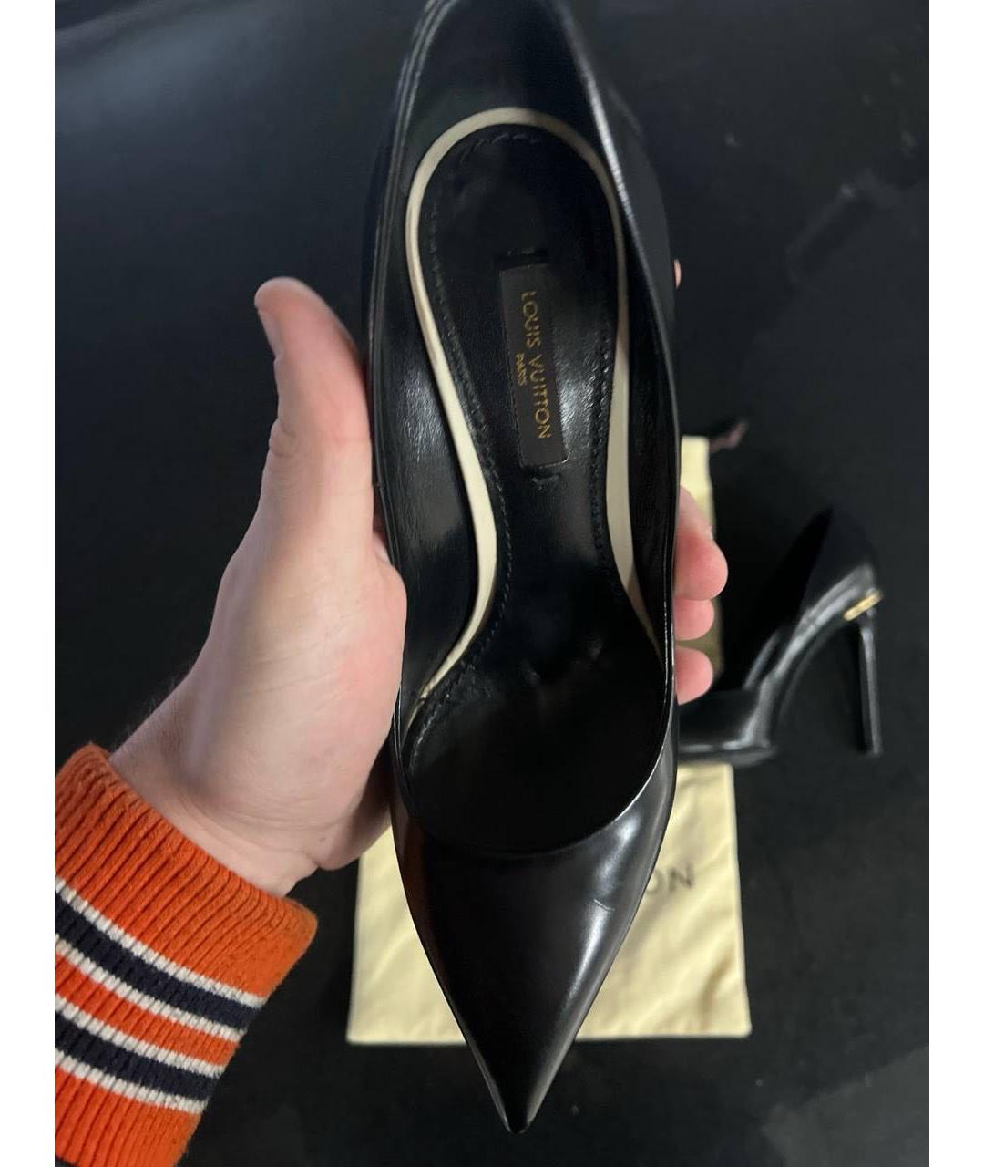 LOUIS VUITTON Черные кожаные лодочки на низком каблуке, фото 6