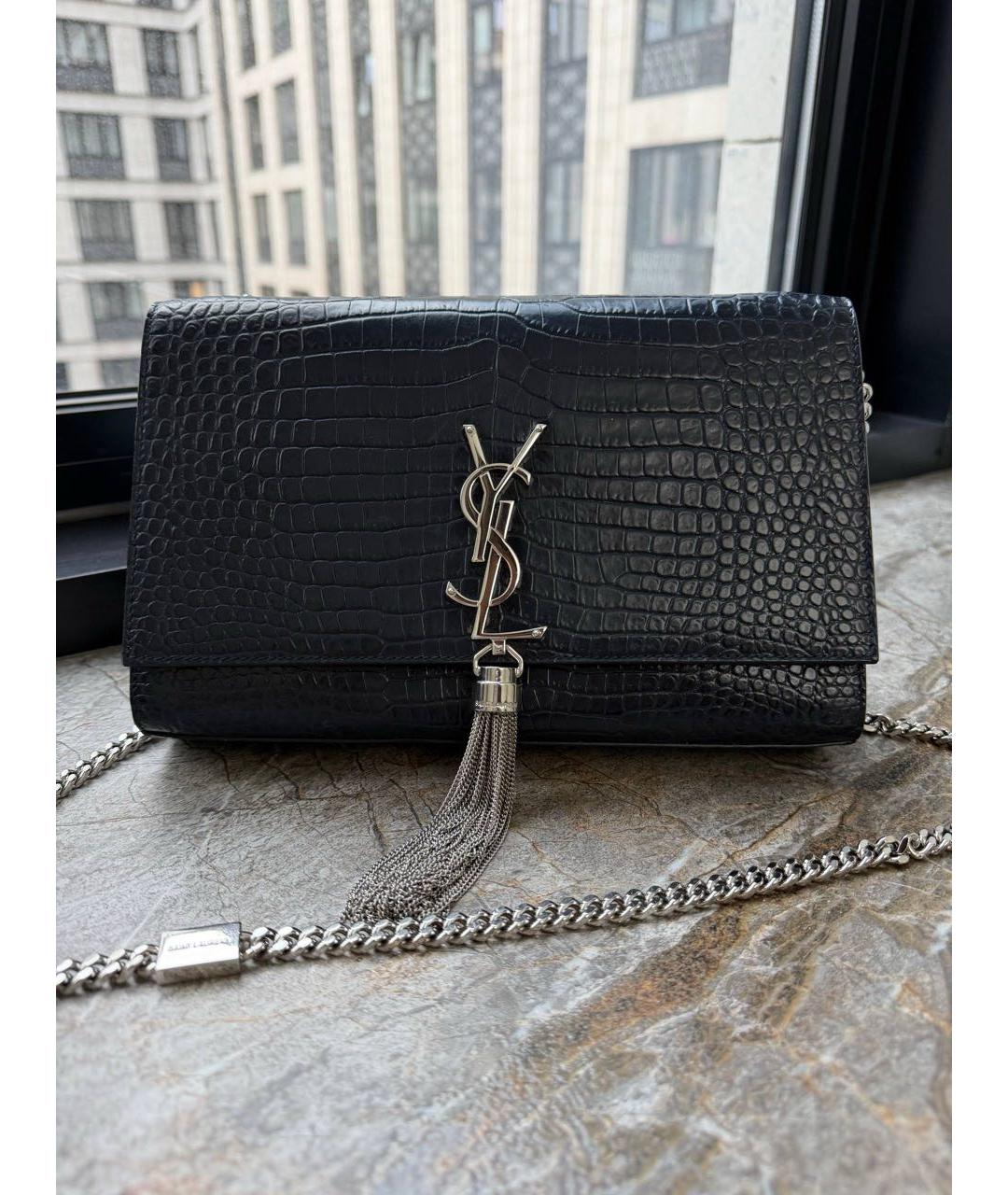 SAINT LAURENT Черная кожаная сумка через плечо, фото 9