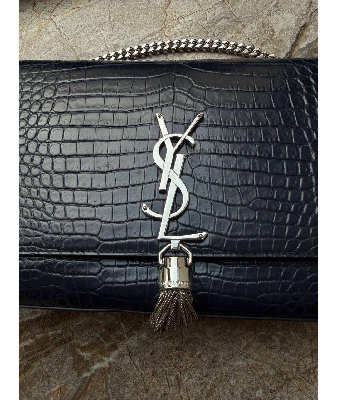 SAINT LAURENT Черная кожаная сумка через плечо, фото 5