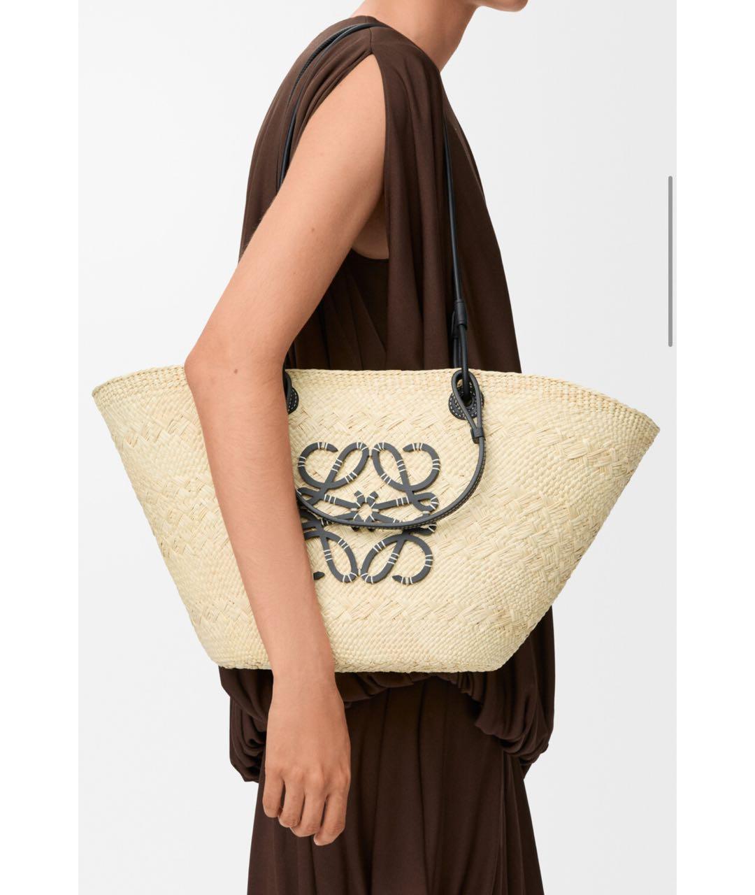 LOEWE Бежевая пелетеная пляжная сумка, фото 2