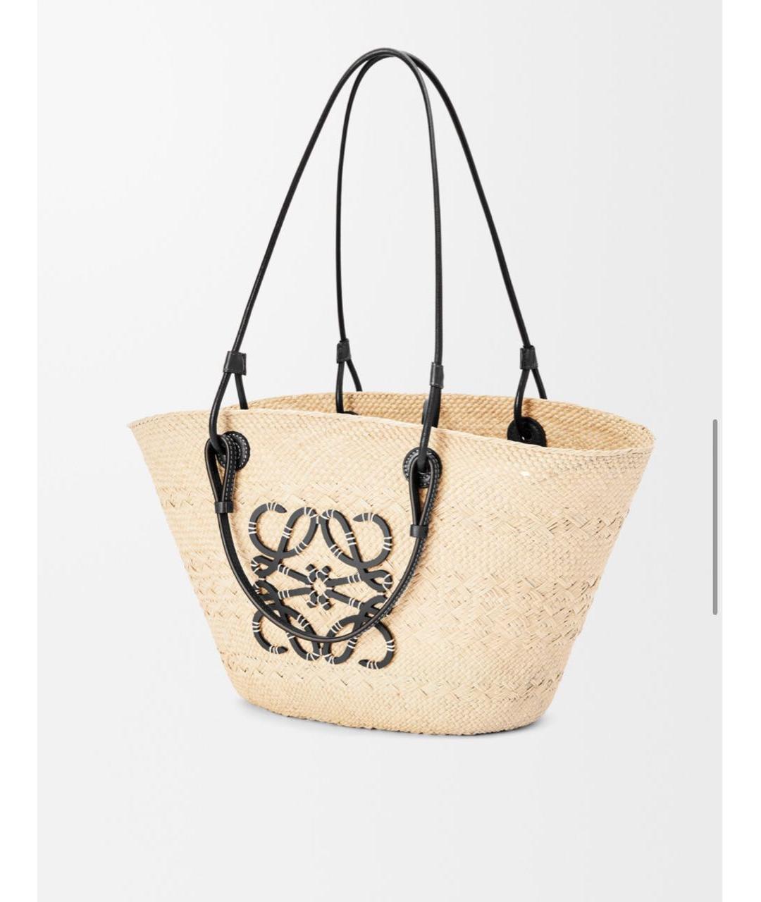 LOEWE Бежевая пелетеная пляжная сумка, фото 3