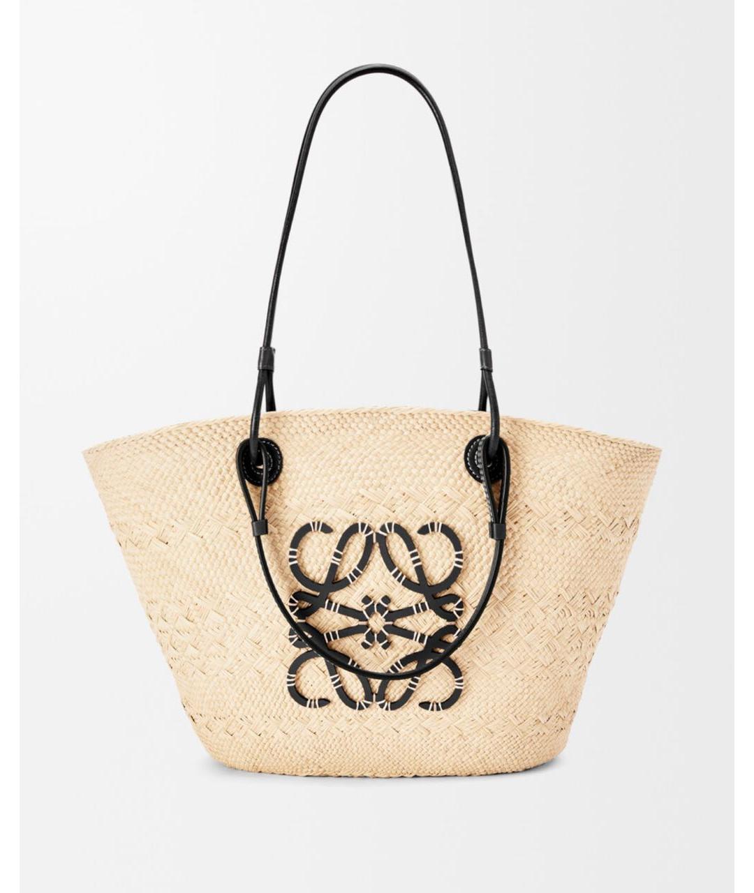 LOEWE Бежевая пелетеная пляжная сумка, фото 7