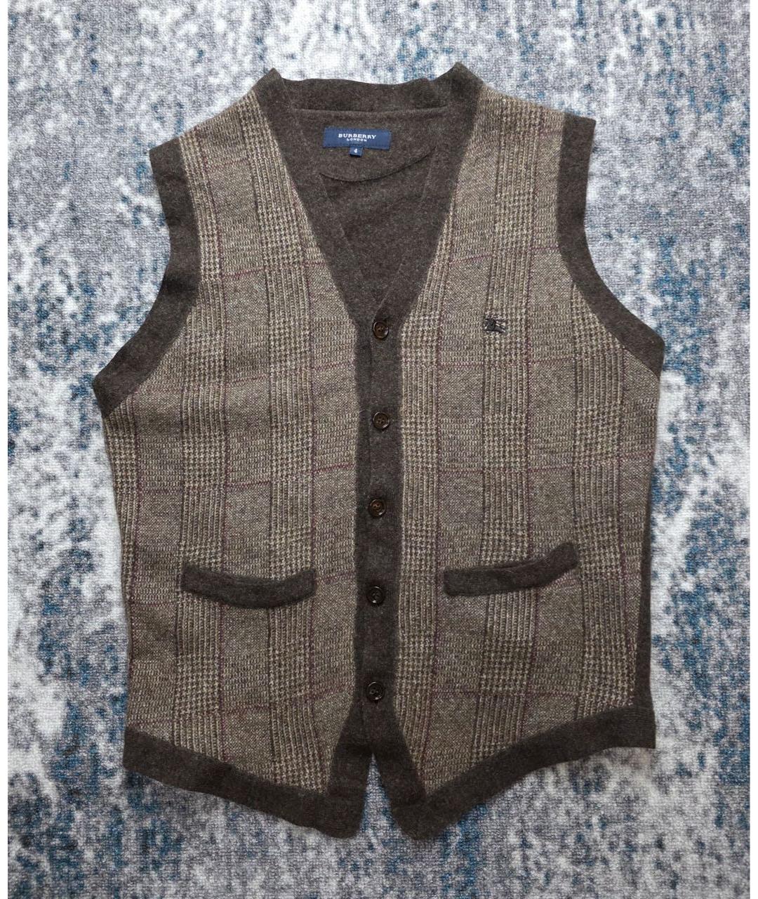 BURBERRY Коричневый шерстяной жилет, фото 7