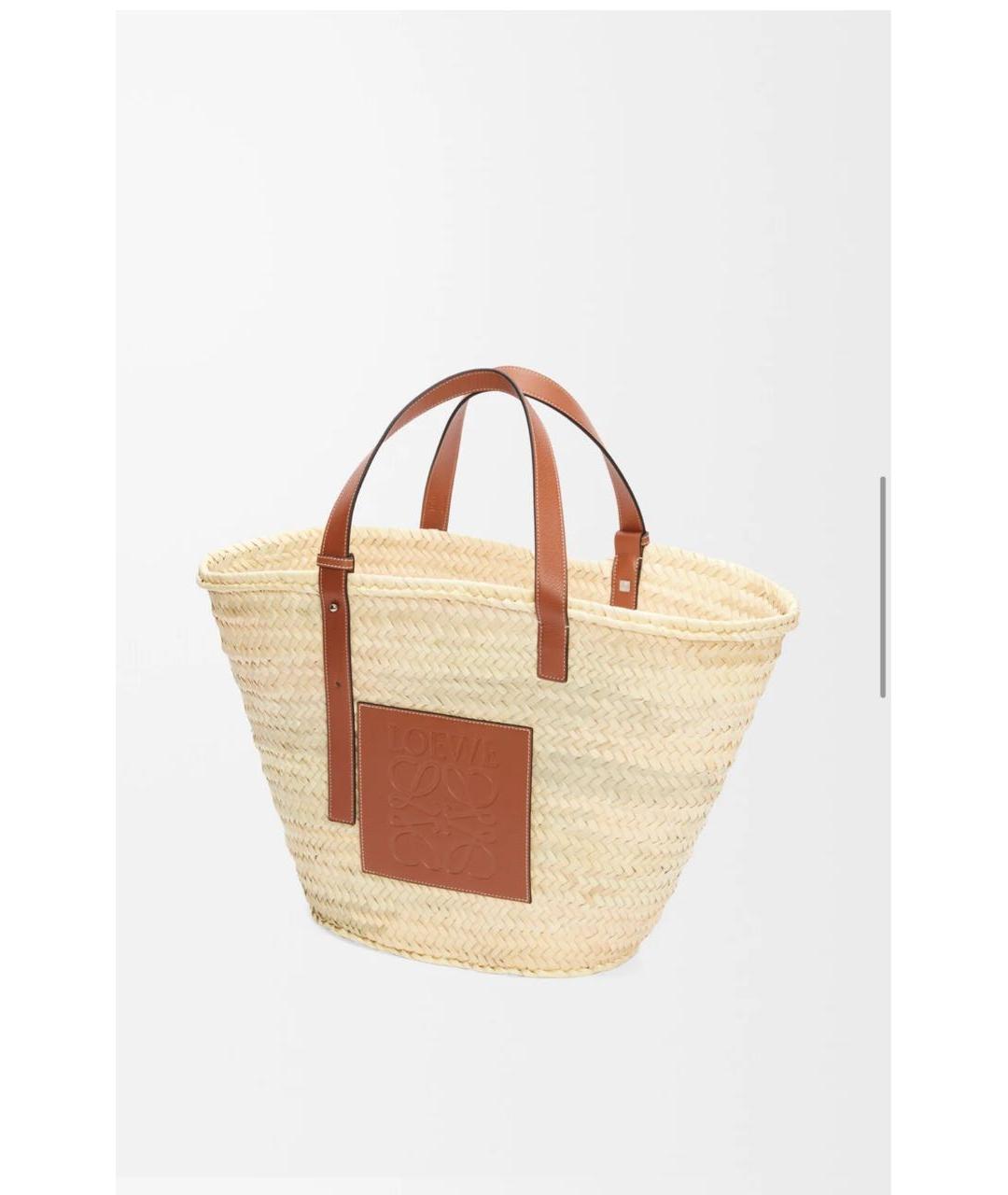 LOEWE Бежевая пелетеная пляжная сумка, фото 3