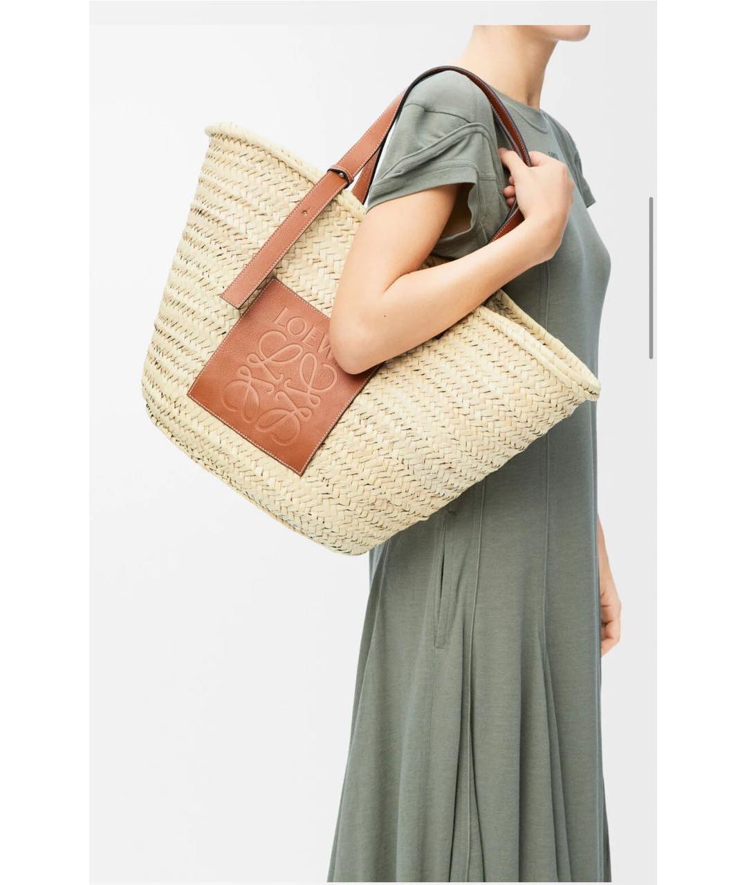 LOEWE Бежевая пелетеная пляжная сумка, фото 2