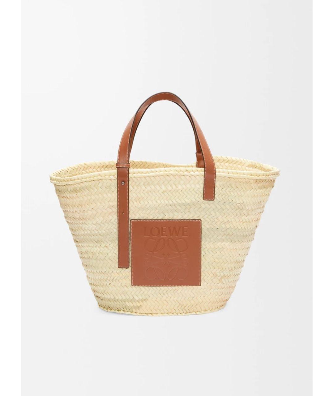 LOEWE Бежевая пелетеная пляжная сумка, фото 6