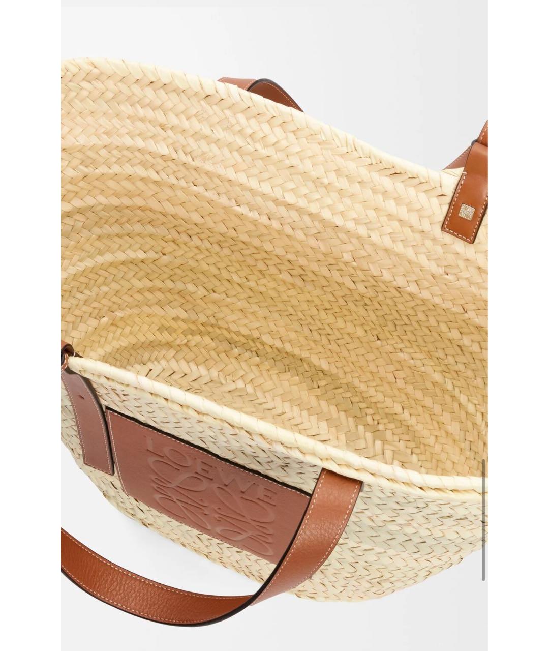 LOEWE Бежевая пелетеная пляжная сумка, фото 4