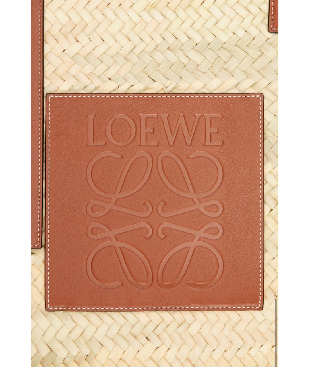 LOEWE Бежевая пелетеная пляжная сумка, фото 5