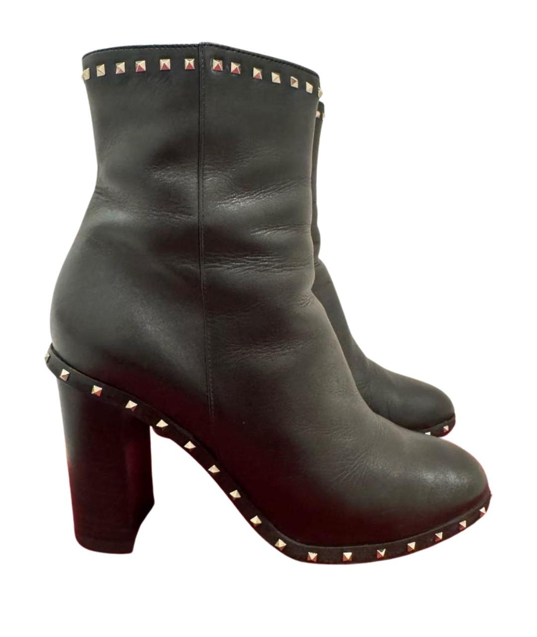 VALENTINO Черные кожаные ботильоны, фото 1