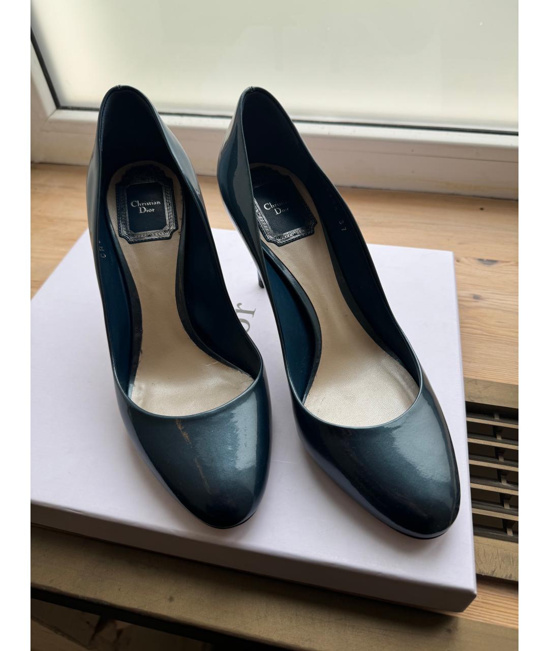 CHRISTIAN DIOR Бирюзовые туфли из лакированной кожи, фото 6