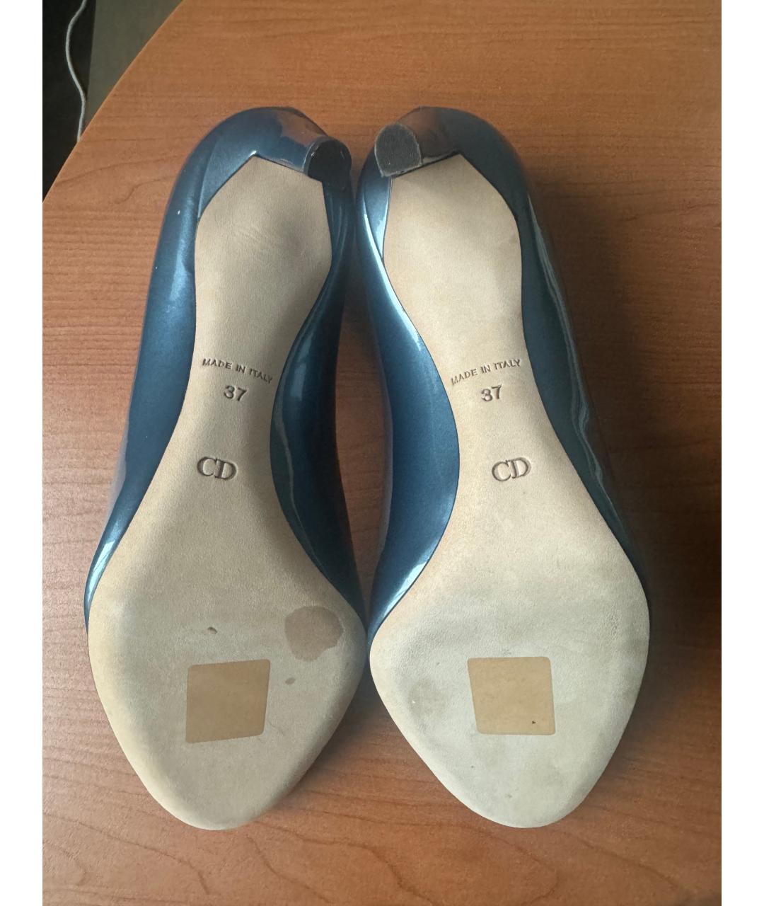 CHRISTIAN DIOR Бирюзовые туфли из лакированной кожи, фото 5