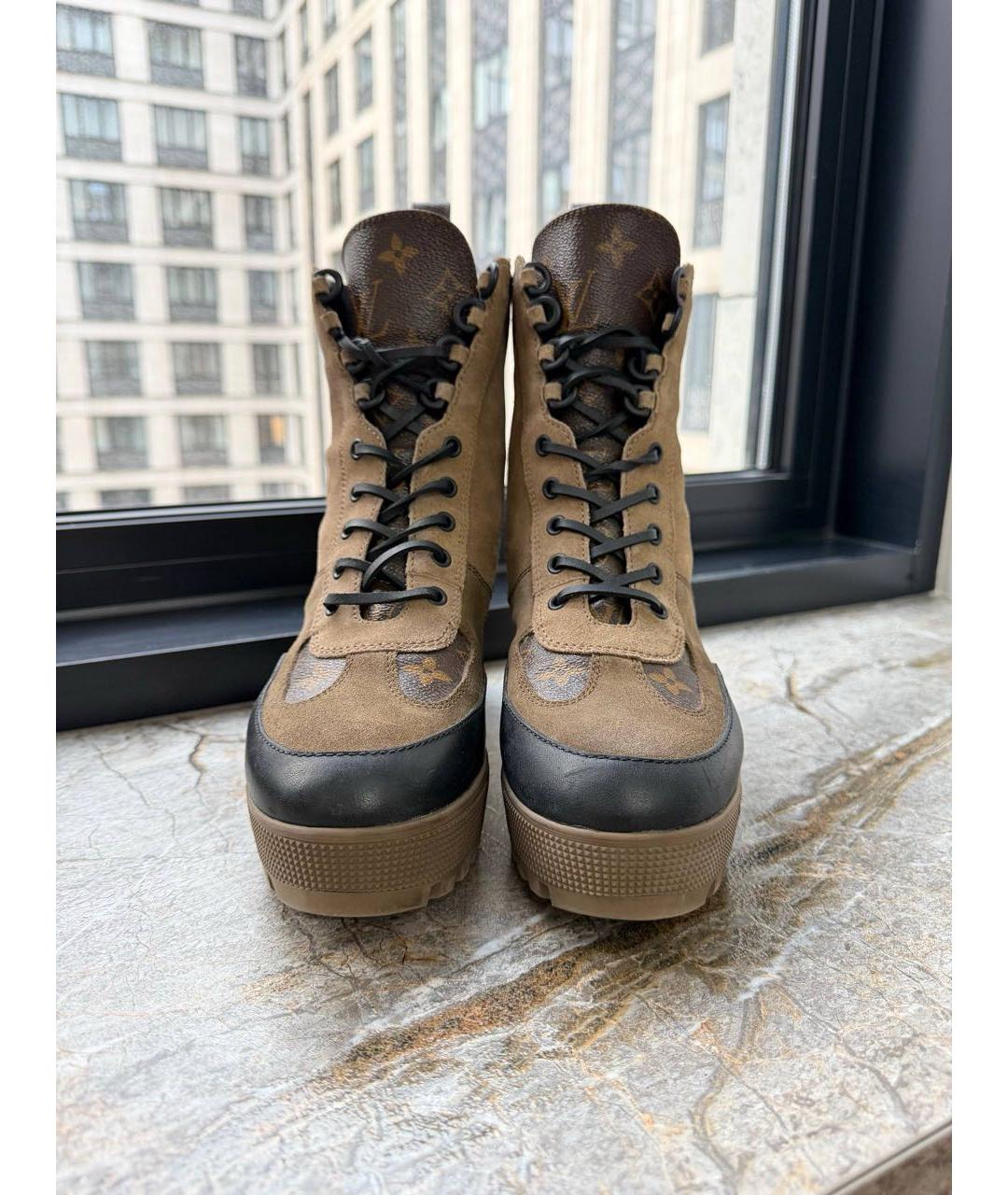 LOUIS VUITTON Коричневые замшевые ботинки, фото 2