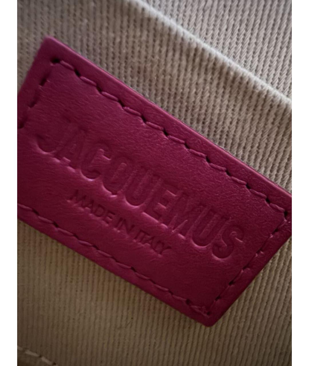 JACQUEMUS Розовая кожаная сумка с короткими ручками, фото 4