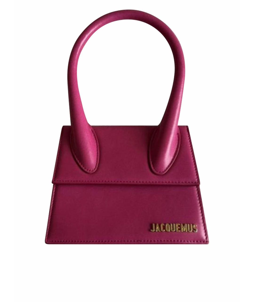 JACQUEMUS Розовая кожаная сумка с короткими ручками, фото 1