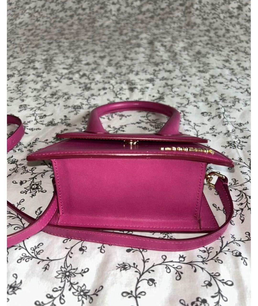 JACQUEMUS Розовая кожаная сумка с короткими ручками, фото 3