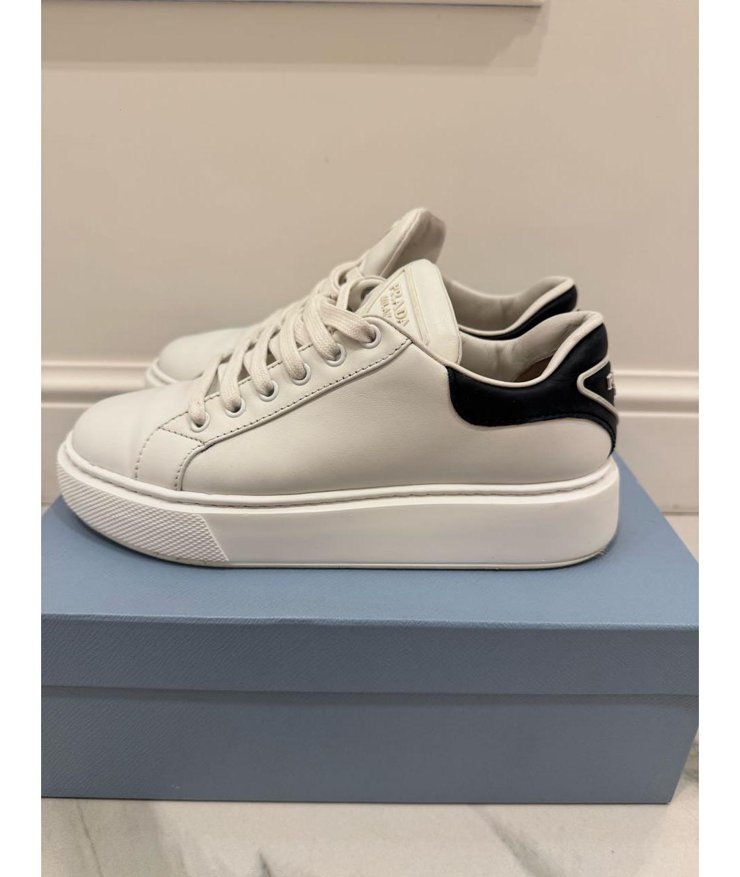 PRADA Белые кожаные кроссовки, фото 8