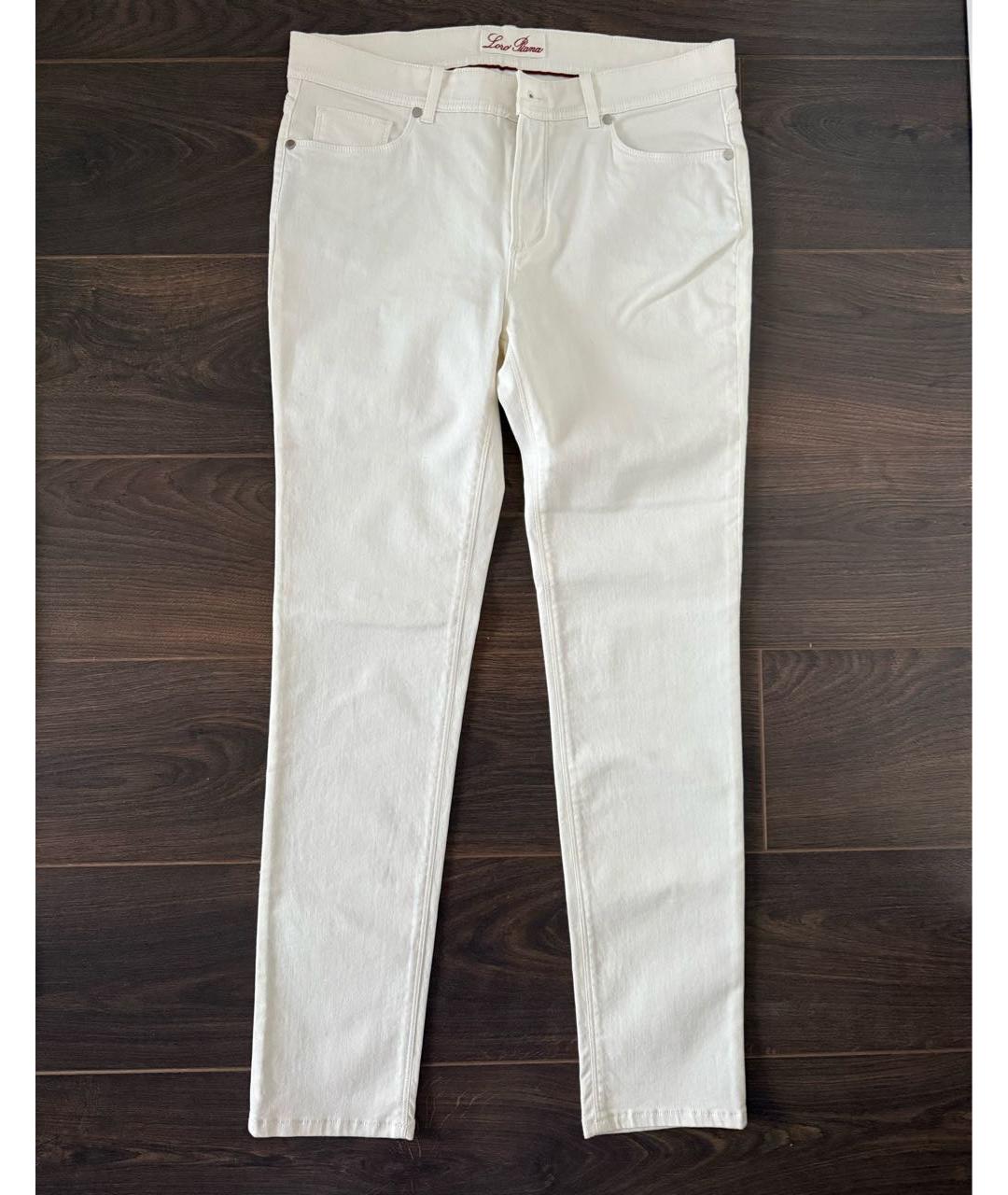 LORO PIANA Белые хлопковые прямые джинсы, фото 7