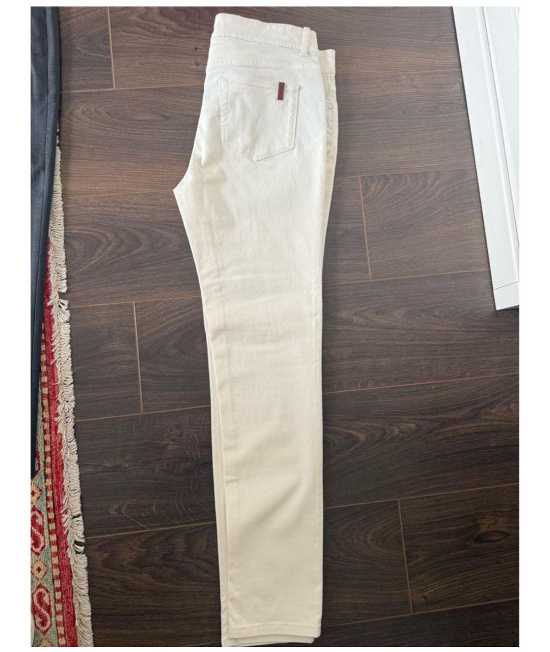 LORO PIANA Белые хлопковые прямые джинсы, фото 5
