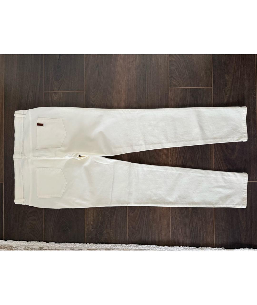 LORO PIANA Белые хлопковые прямые джинсы, фото 2