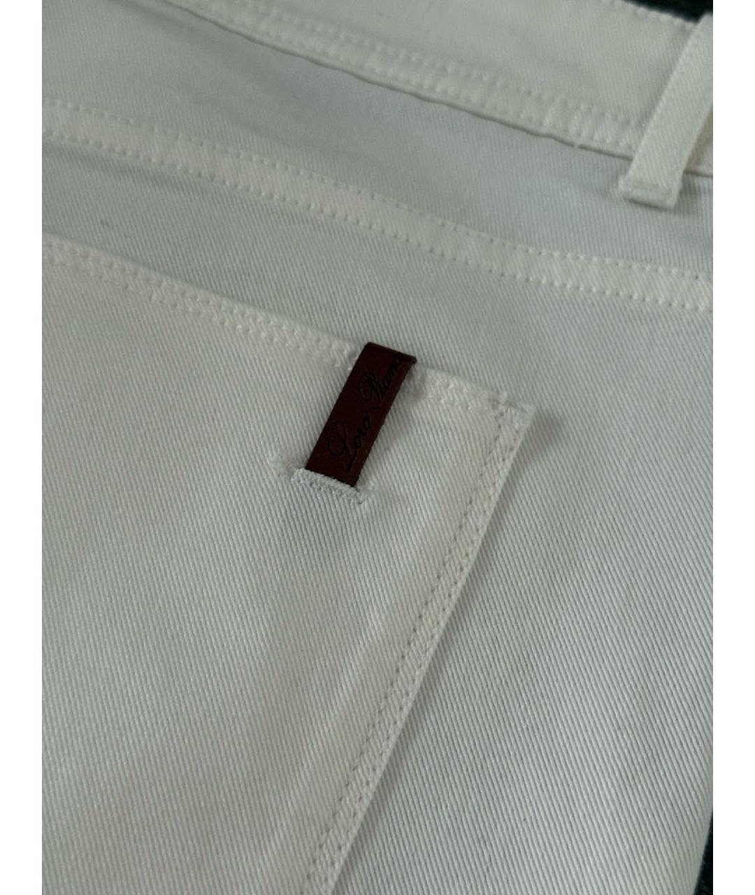 LORO PIANA Белые хлопковые прямые джинсы, фото 4