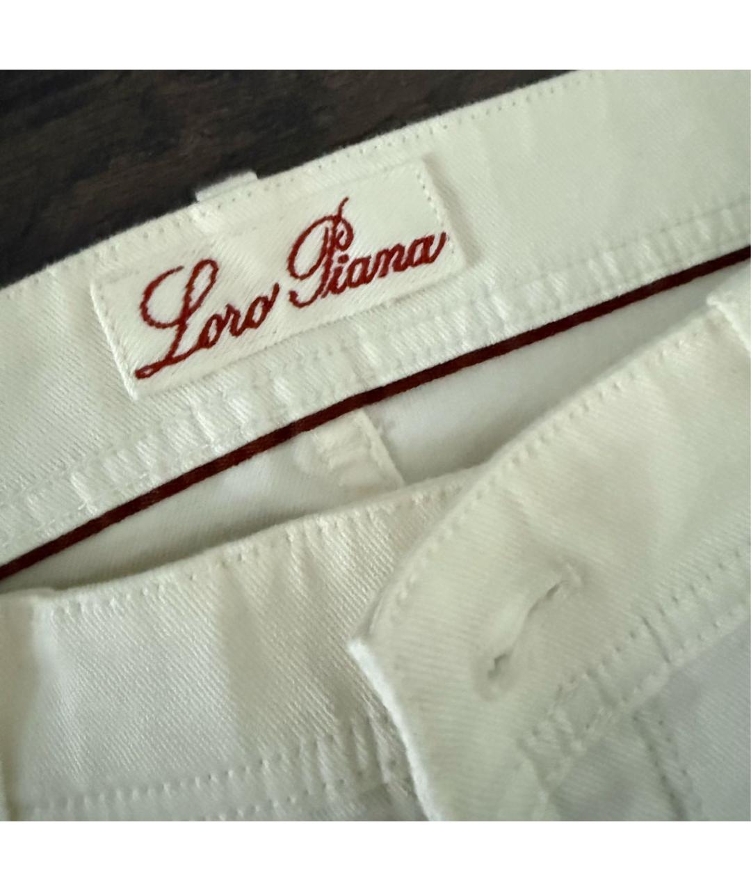 LORO PIANA Белые хлопковые прямые джинсы, фото 3