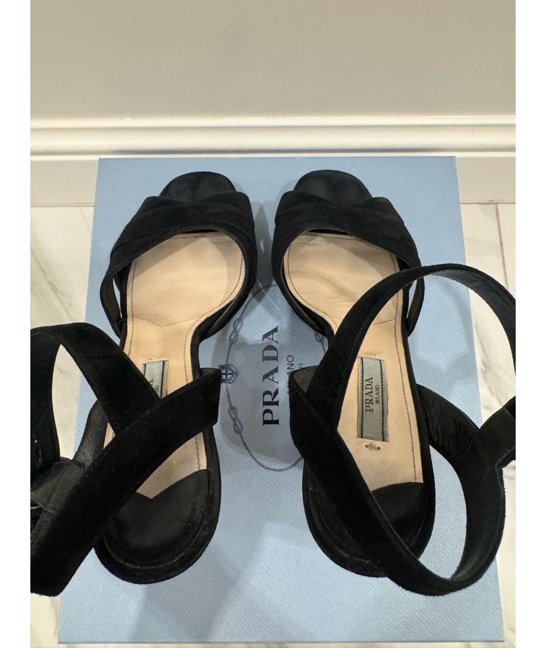 PRADA Черные замшевые босоножки, фото 2