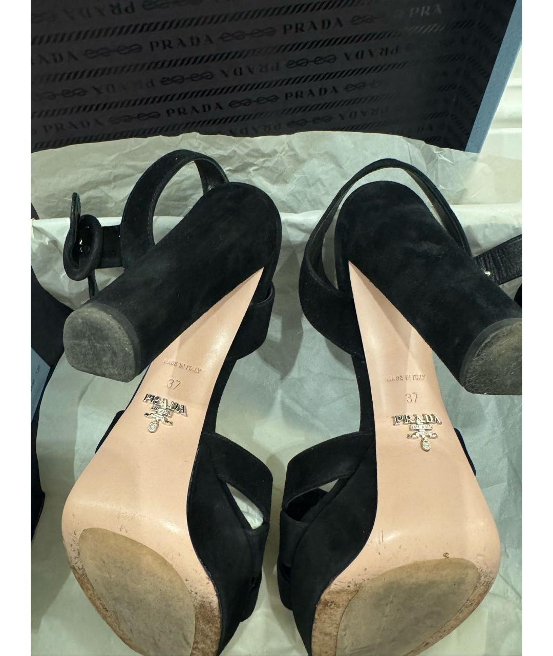 PRADA Черные замшевые босоножки, фото 5