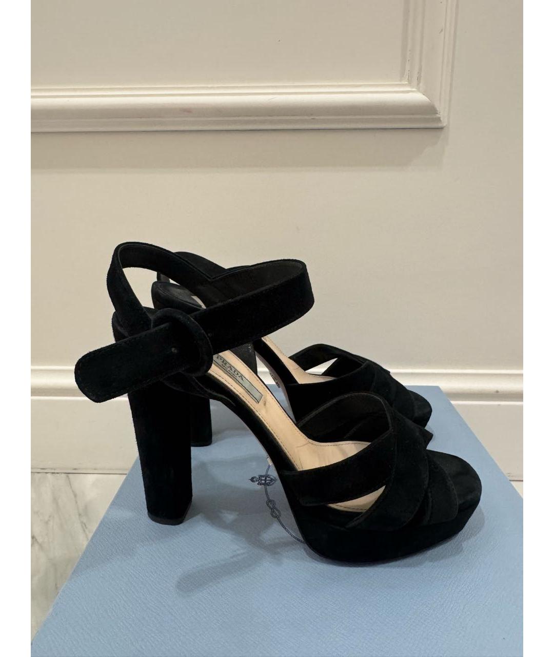 PRADA Черные замшевые босоножки, фото 7