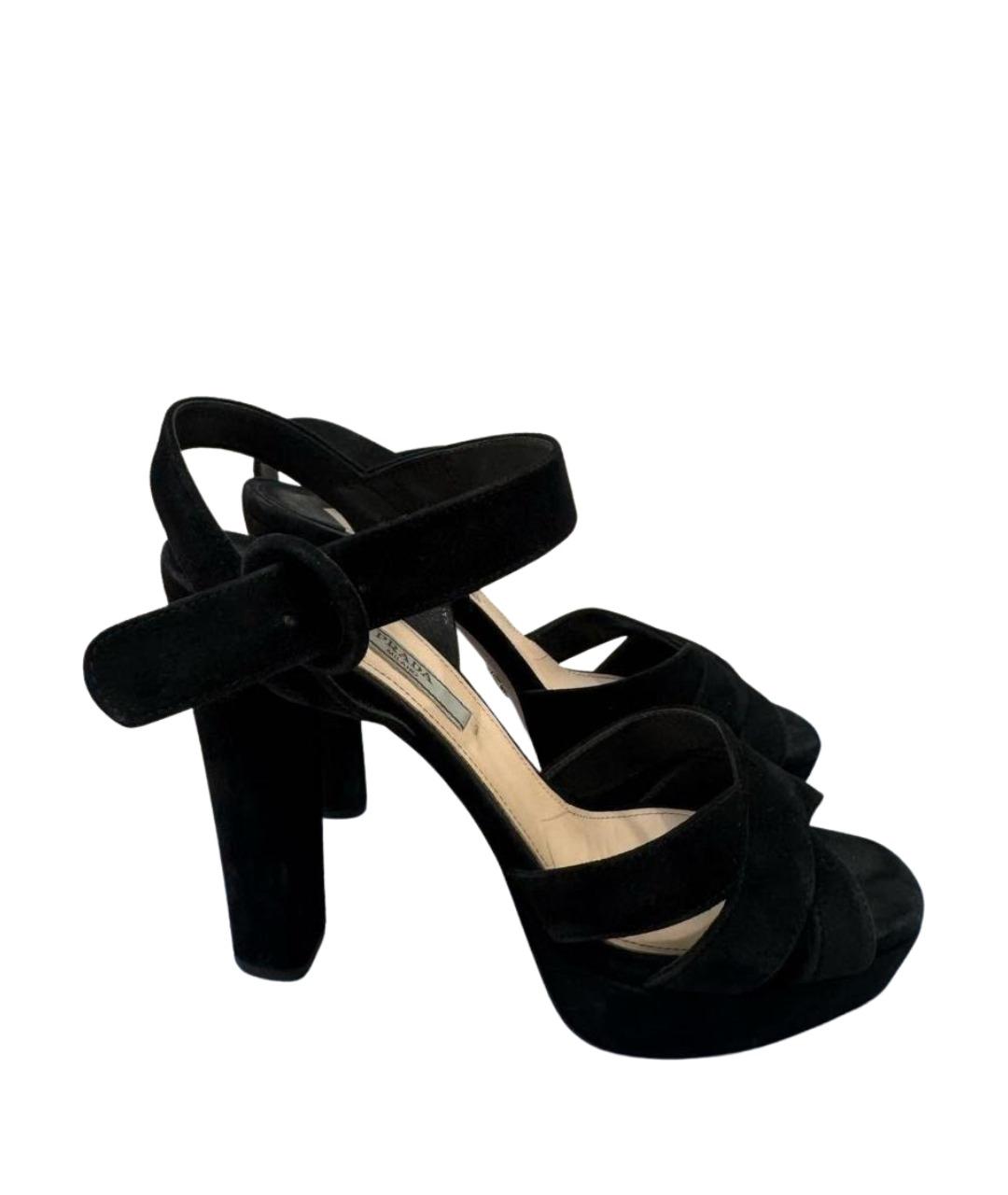 PRADA Черные замшевые босоножки, фото 1