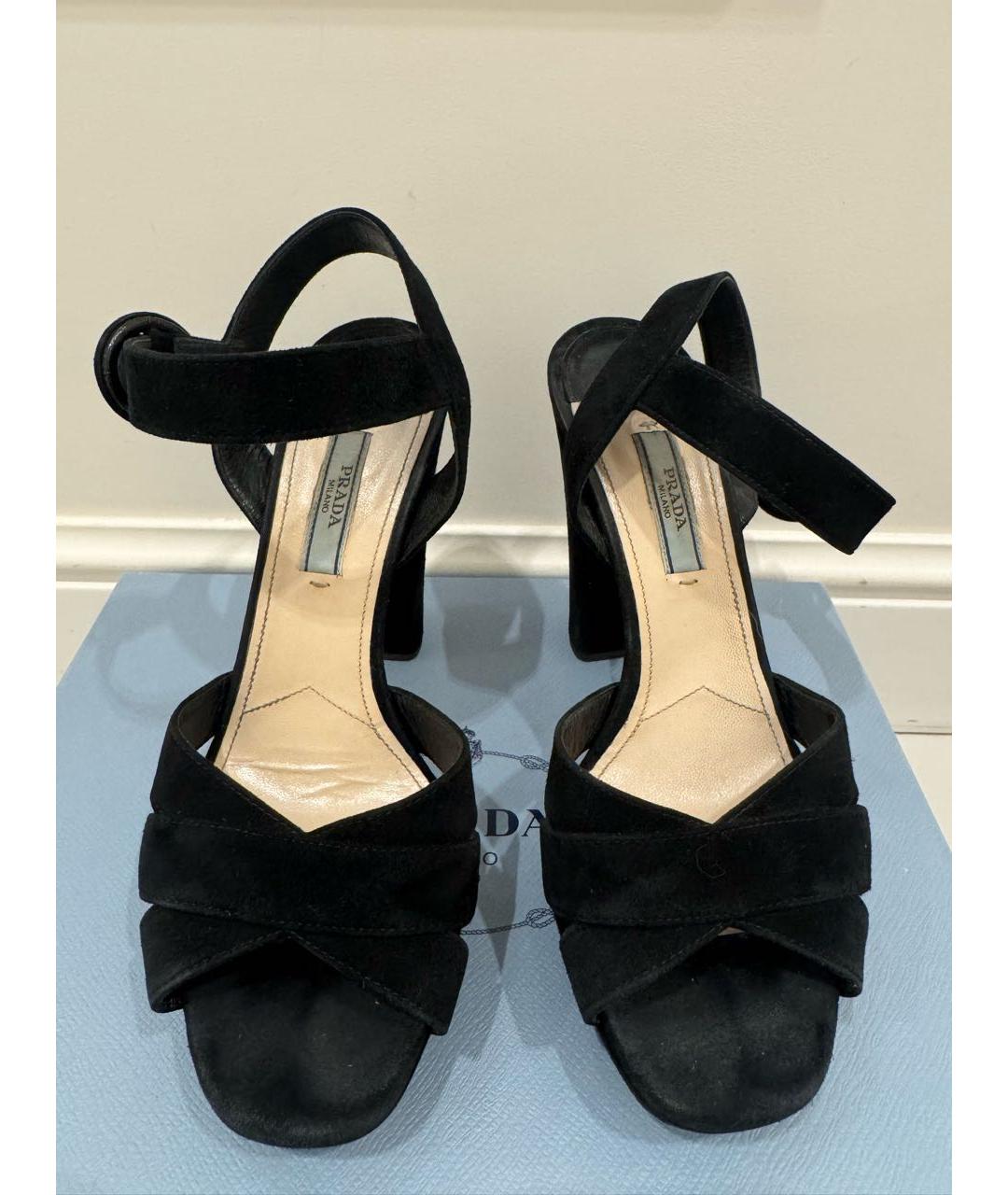 PRADA Черные замшевые босоножки, фото 4