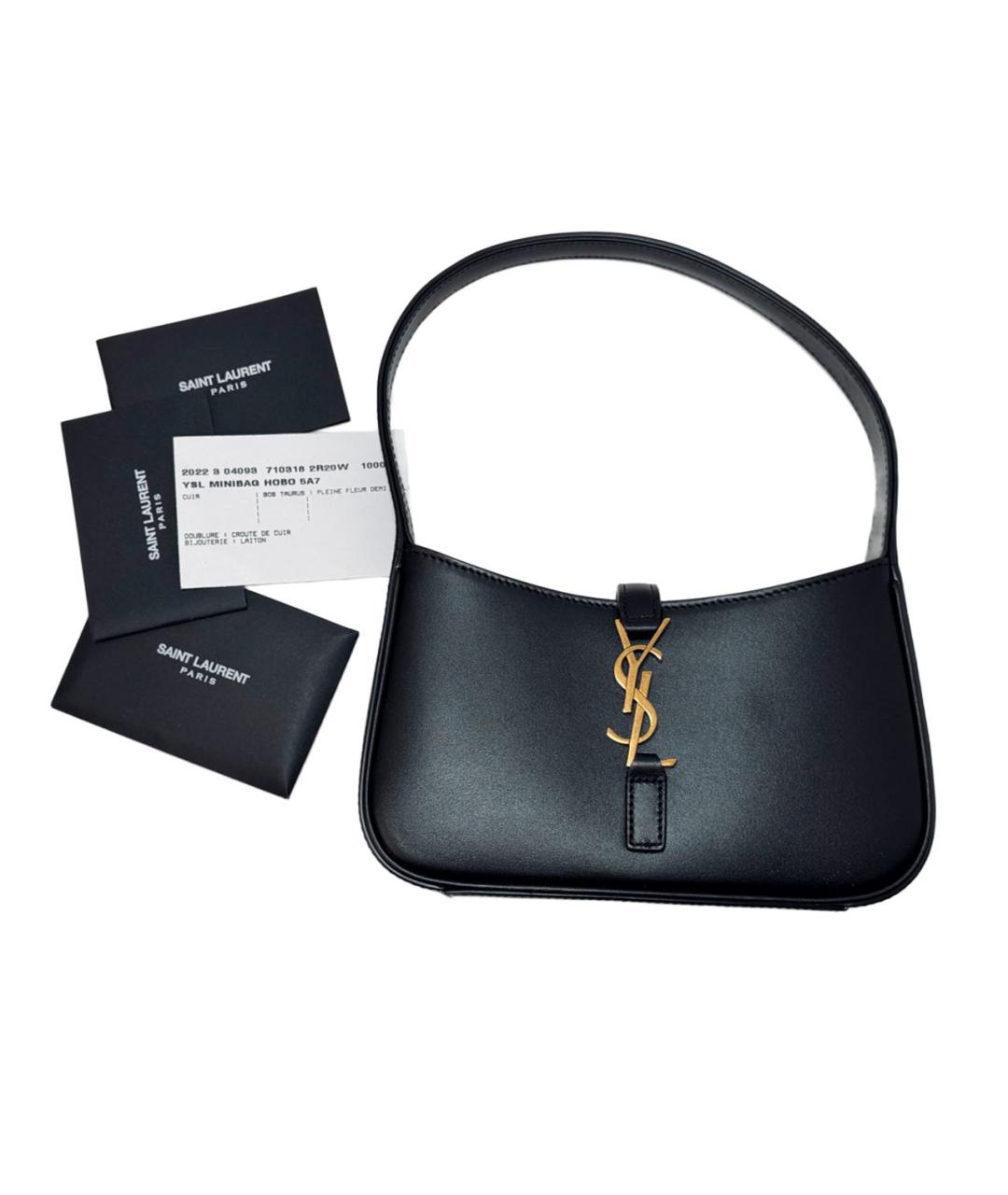 SAINT LAURENT Черная кожаная сумка через плечо, фото 8