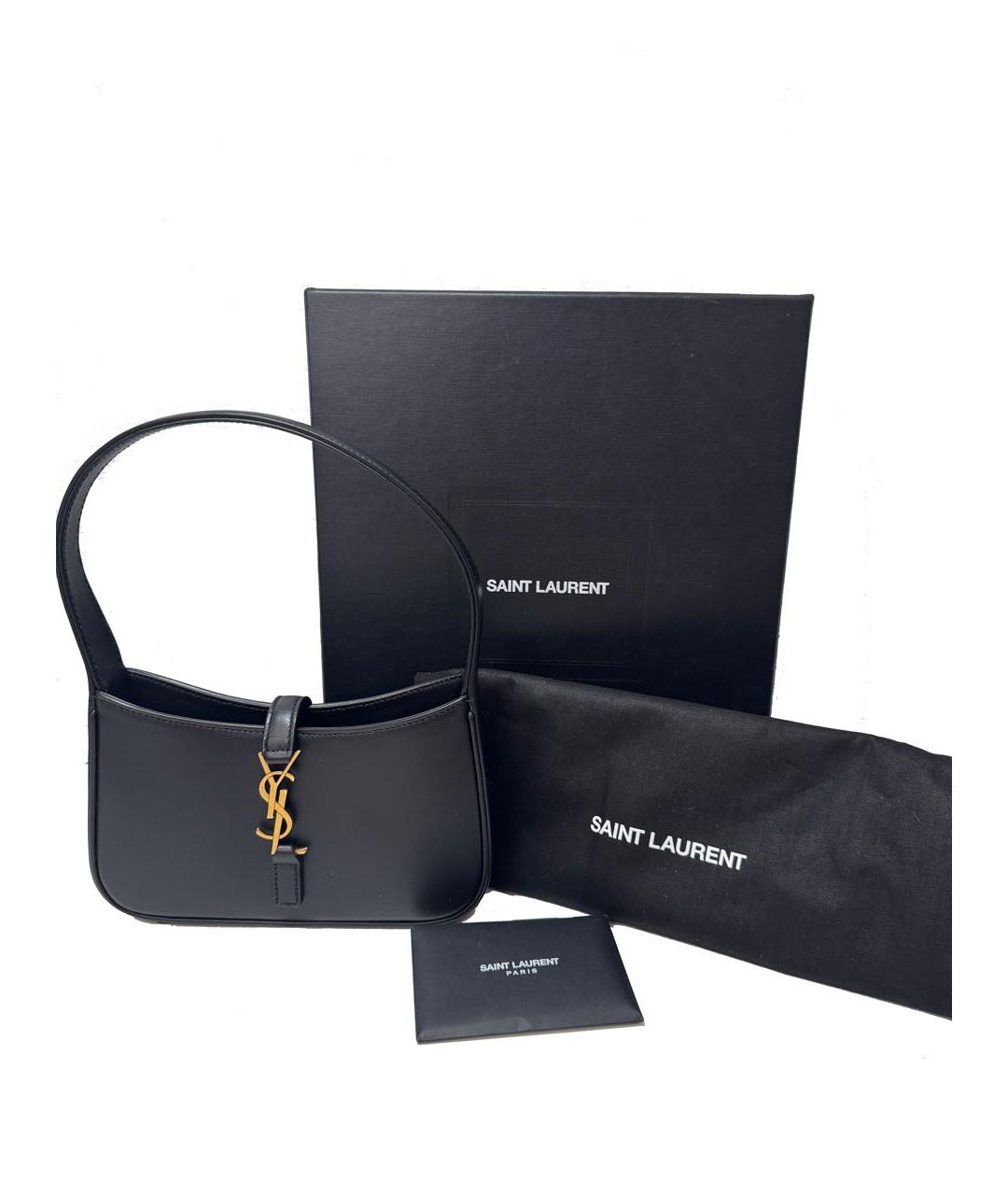 SAINT LAURENT Черная кожаная сумка через плечо, фото 2