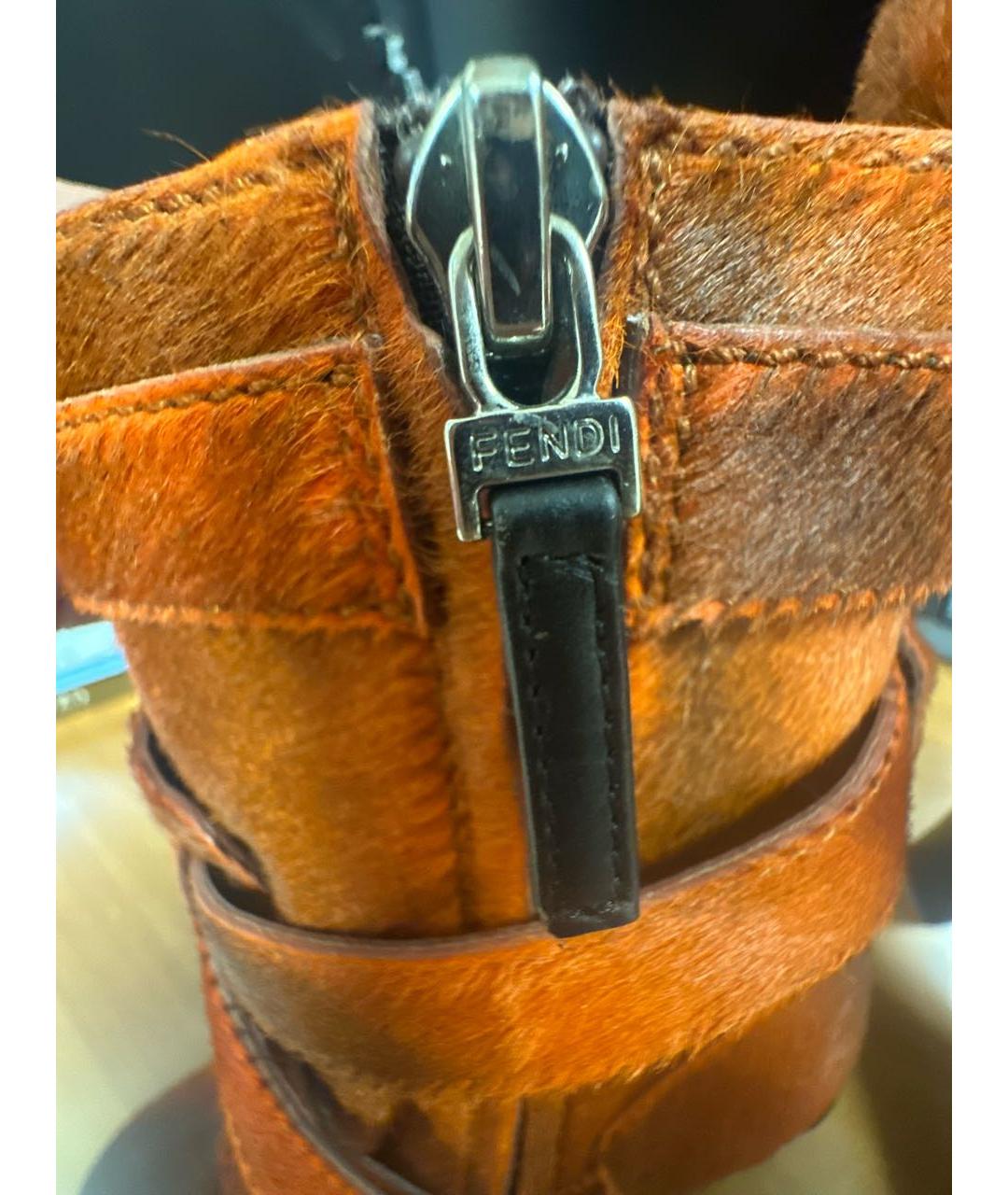 FENDI Оранжевое ботильоны из экзотической кожи, фото 8