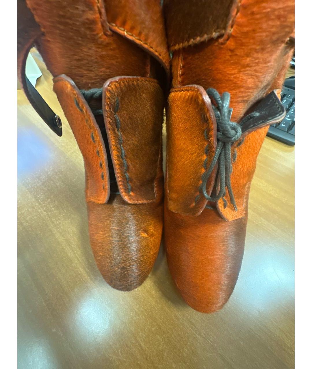 FENDI Оранжевое ботильоны из экзотической кожи, фото 7