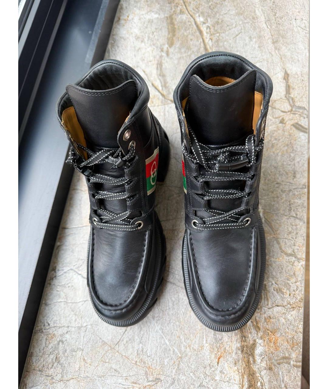 GUCCI Черные кожаные ботинки, фото 3