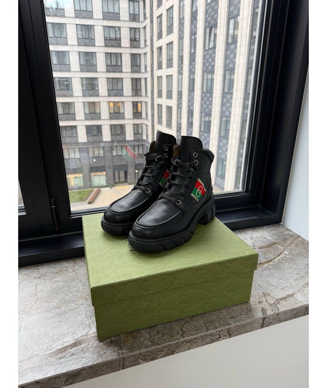 GUCCI Черные кожаные ботинки, фото 5