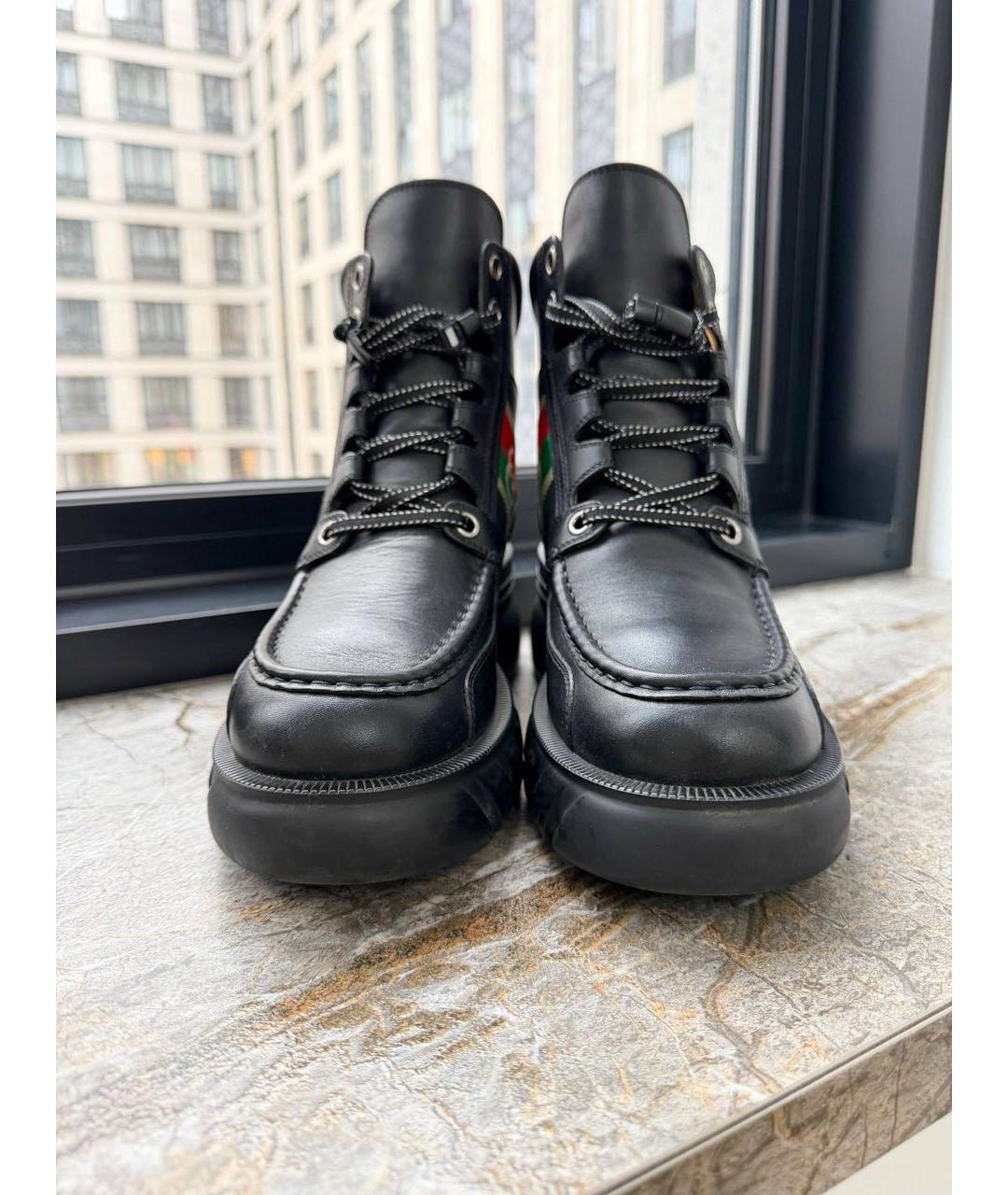 GUCCI Черные кожаные ботинки, фото 2