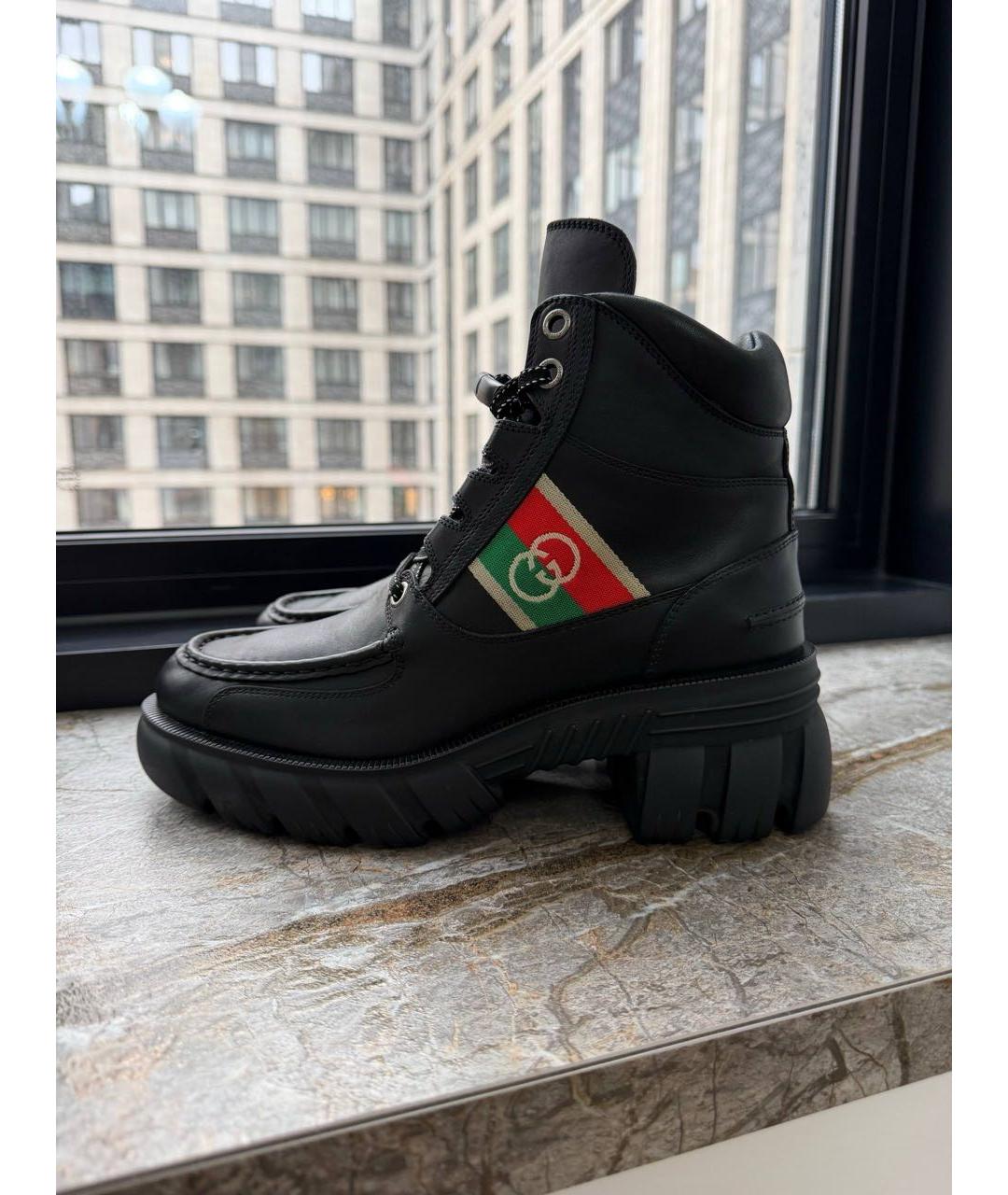 GUCCI Черные кожаные ботинки, фото 7